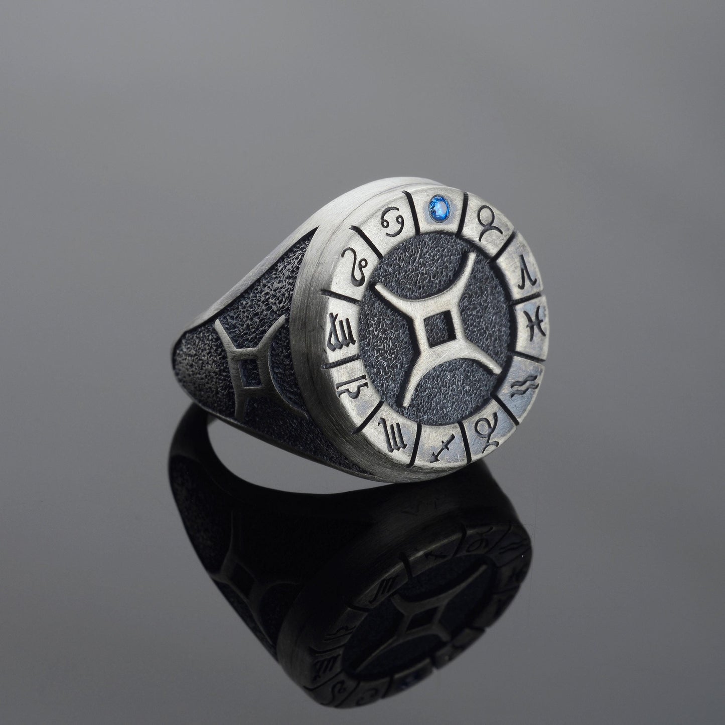 Sterling Silver Gemini Zodiac Ring: Horoscope Astrology Ring