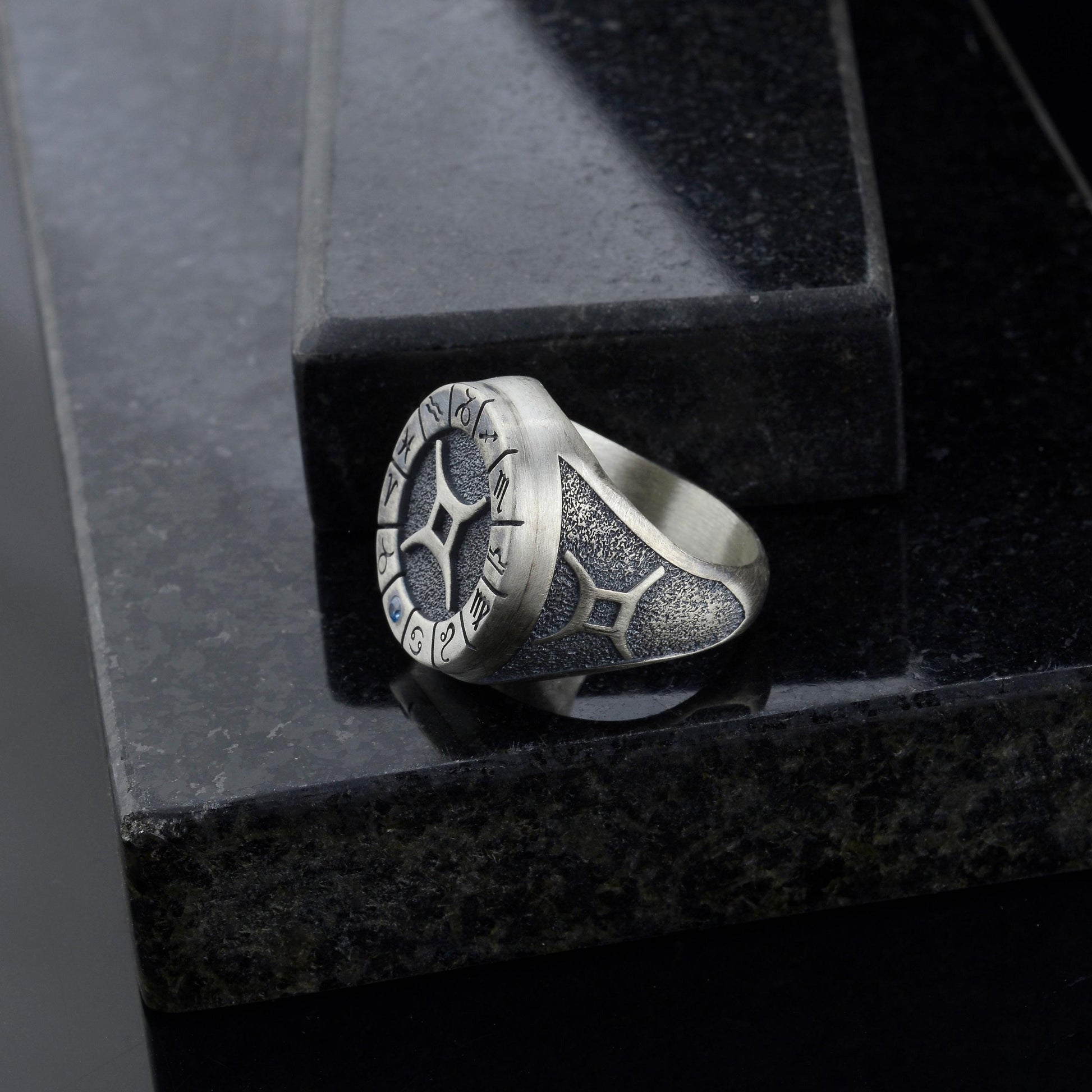 Sterling Silver Gemini Zodiac Ring: Horoscope Astrology Ring