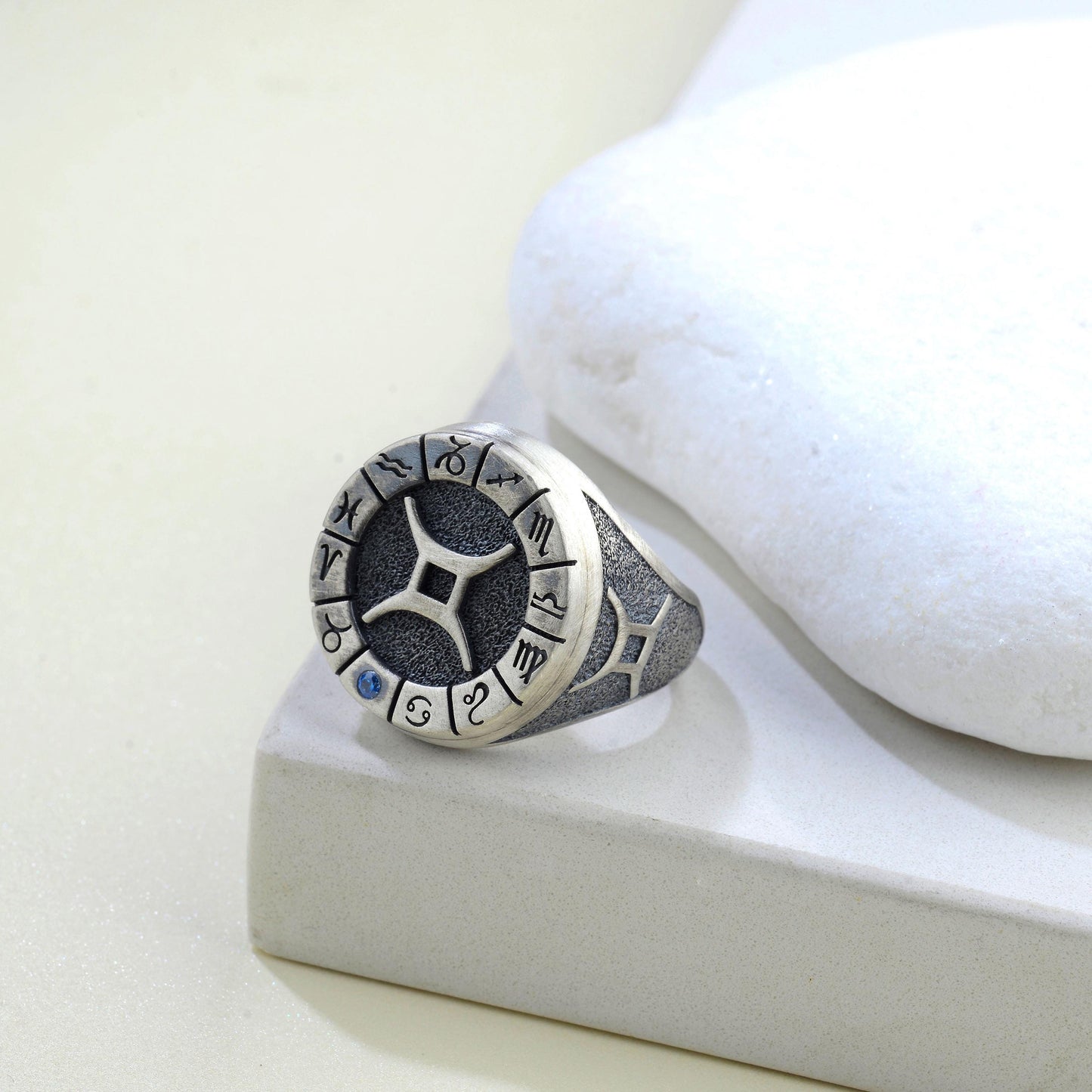 Sterling Silver Gemini Zodiac Ring: Horoscope Astrology Ring