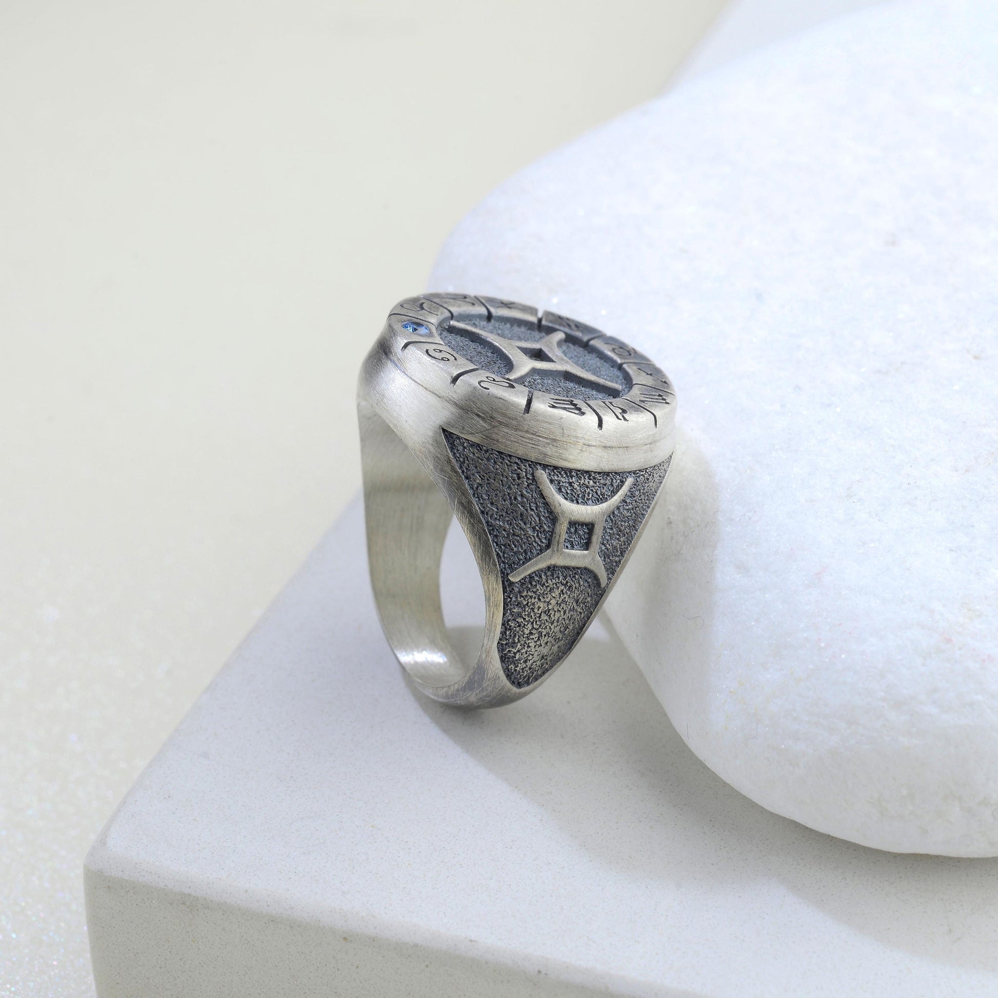Sterling Silver Gemini Zodiac Ring: Horoscope Astrology Ring