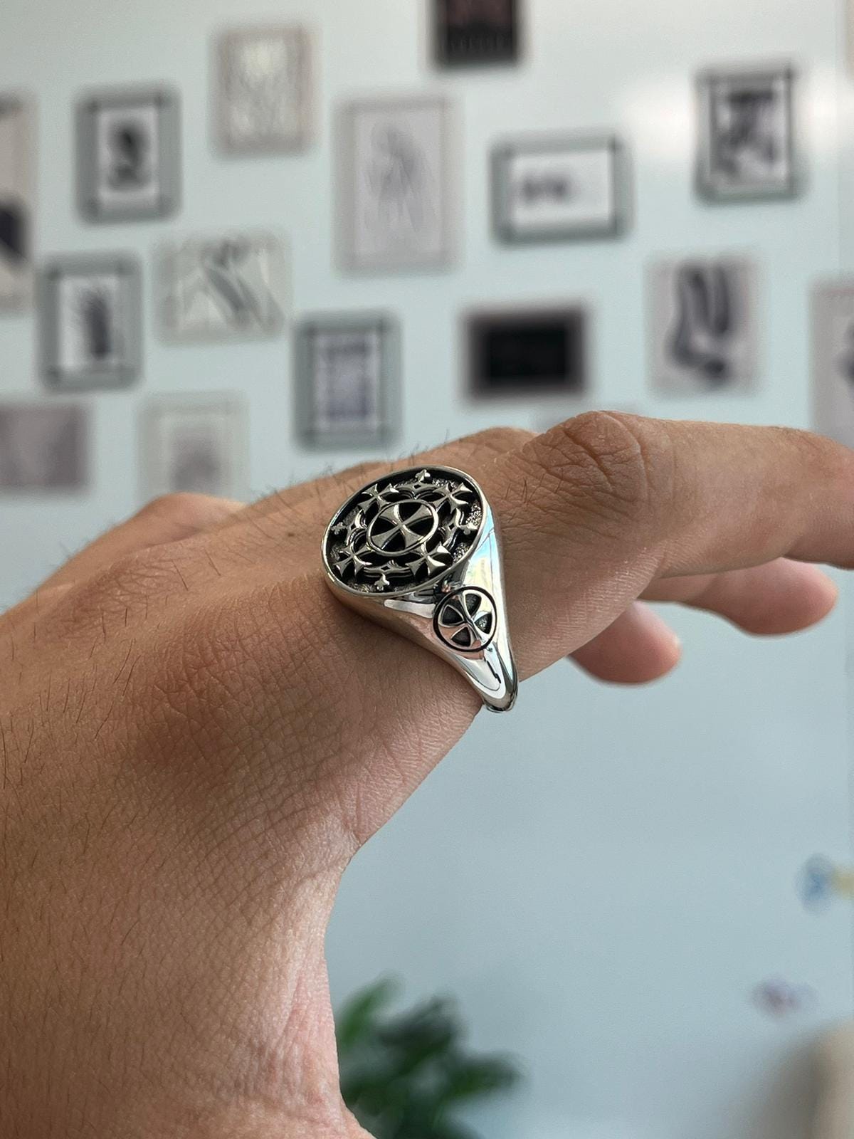 Sterling Silver Jerusalem Cross Ring: Christian Templar Knight Jewelry