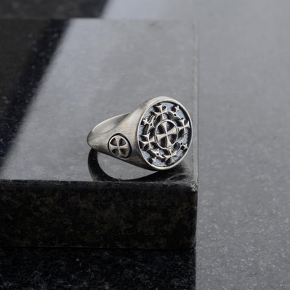 Sterling Silver Jerusalem Cross Ring: Christian Templar Knight Jewelry