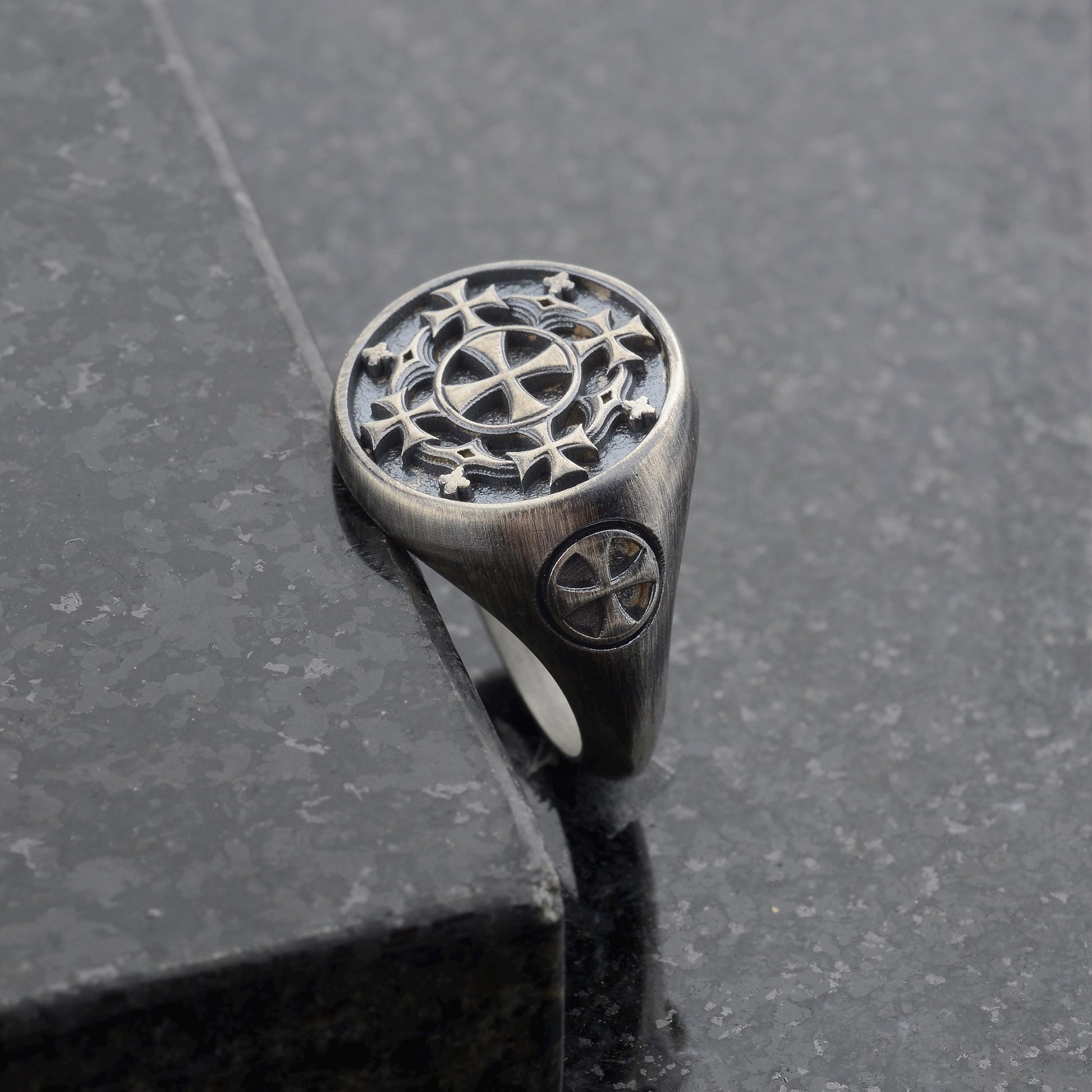 Sterling Silver Jerusalem Cross Ring: Christian Templar Knight Jewelry