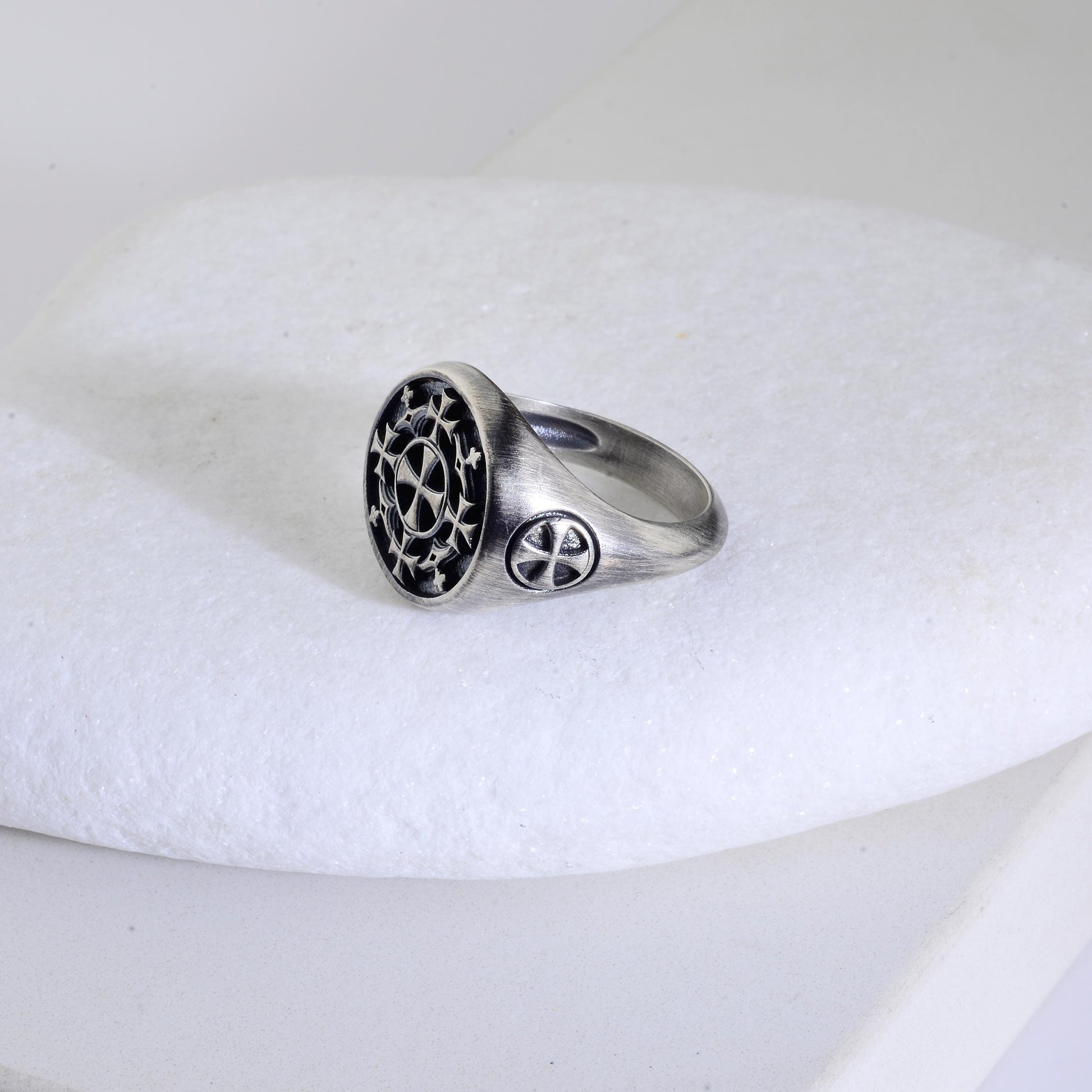 Sterling Silver Jerusalem Cross Ring: Christian Templar Knight Jewelry