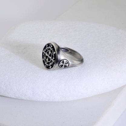 Sterling Silver Jerusalem Cross Ring: Christian Templar Knight Jewelry