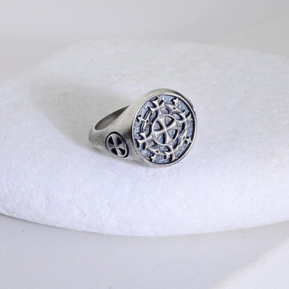 Sterling Silver Jerusalem Cross Ring: Christian Templar Knight Jewelry