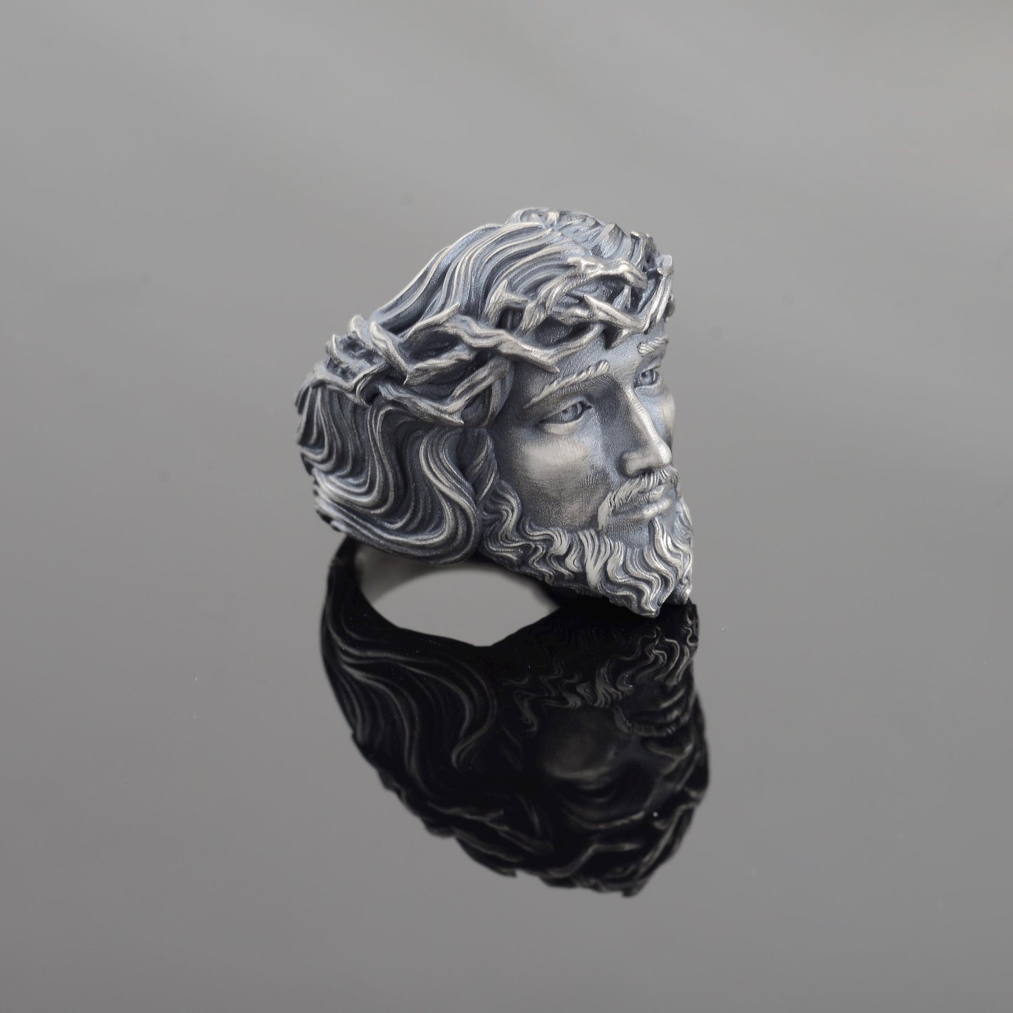 Sterling Silver Jesus Christ Crown of Thorns Ring, Christian Religious Gift