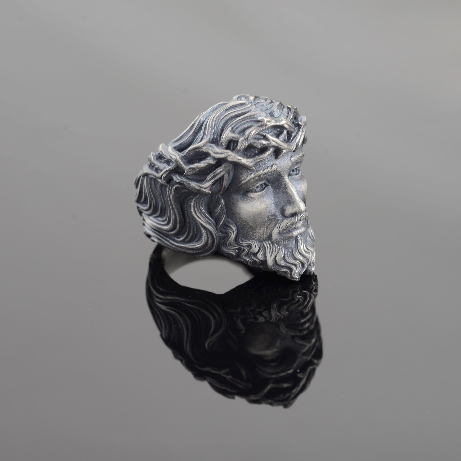 Sterling Silver Jesus Christ Crown of Thorns Ring, Christian Religious Gift