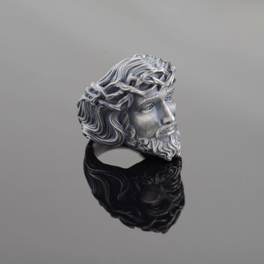 Sterling Silver Jesus Christ Crown of Thorns Ring, Christian Religious Gift