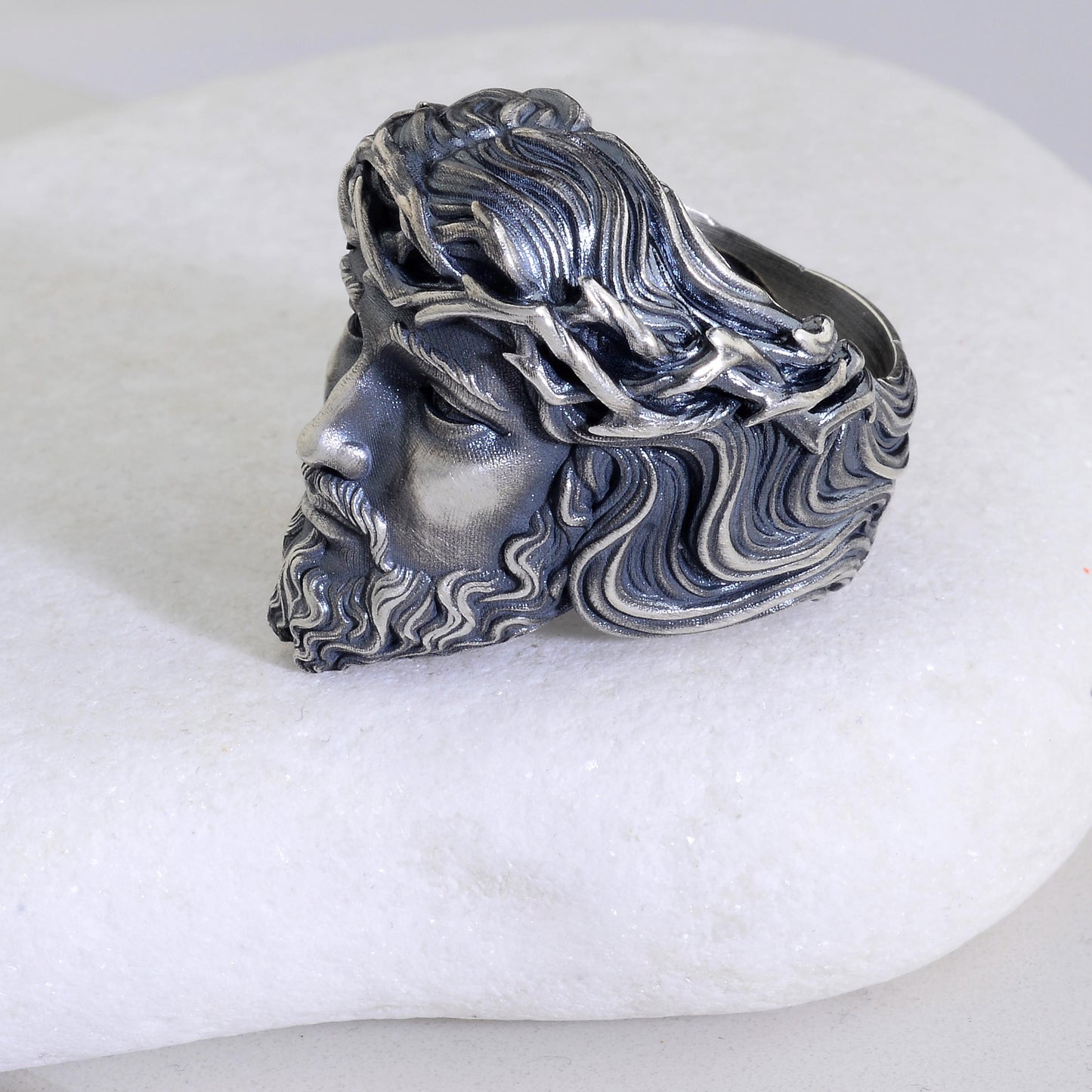 Sterling Silver Jesus Christ Crown of Thorns Ring, Christian Religious Gift