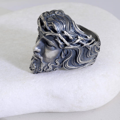 Sterling Silver Jesus Christ Crown of Thorns Ring, Christian Religious Gift