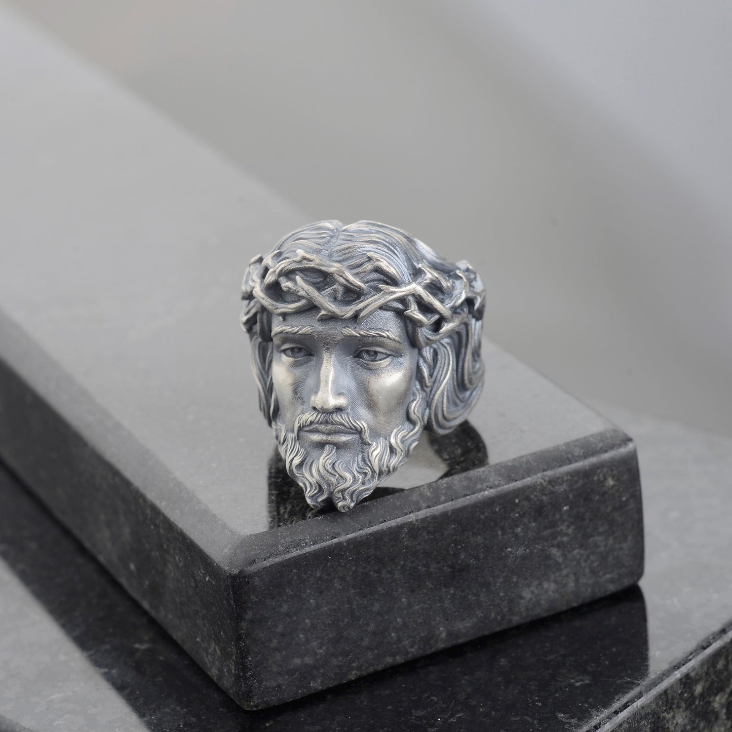 Sterling Silver Jesus Christ Crown of Thorns Ring, Christian Religious Gift