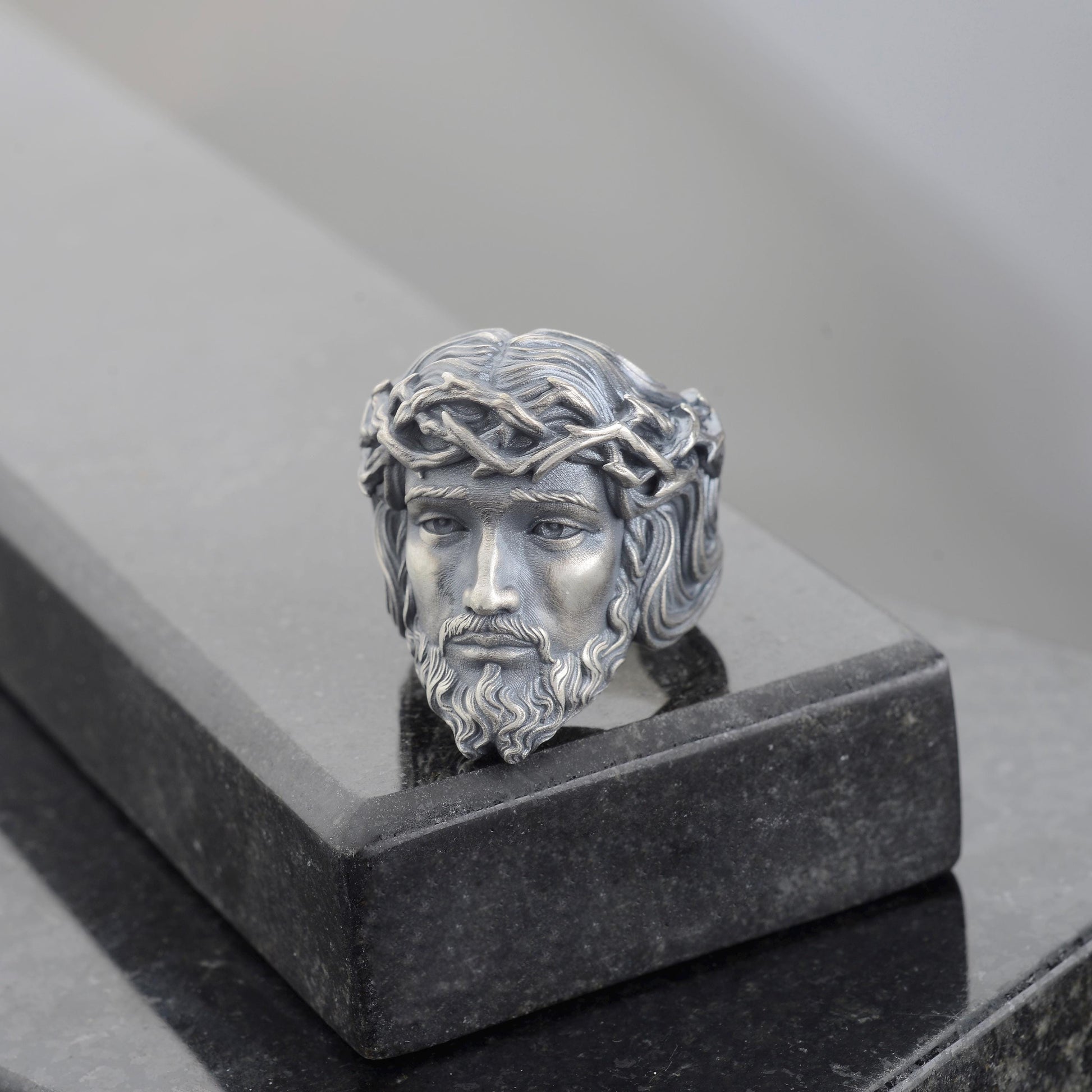 Sterling Silver Jesus Christ Crown of Thorns Ring, Christian Religious Gift