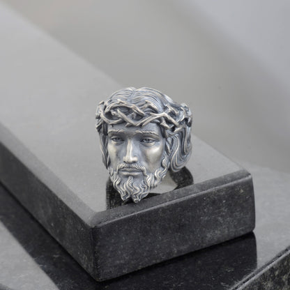 Sterling Silver Jesus Christ Crown of Thorns Ring, Christian Religious Gift