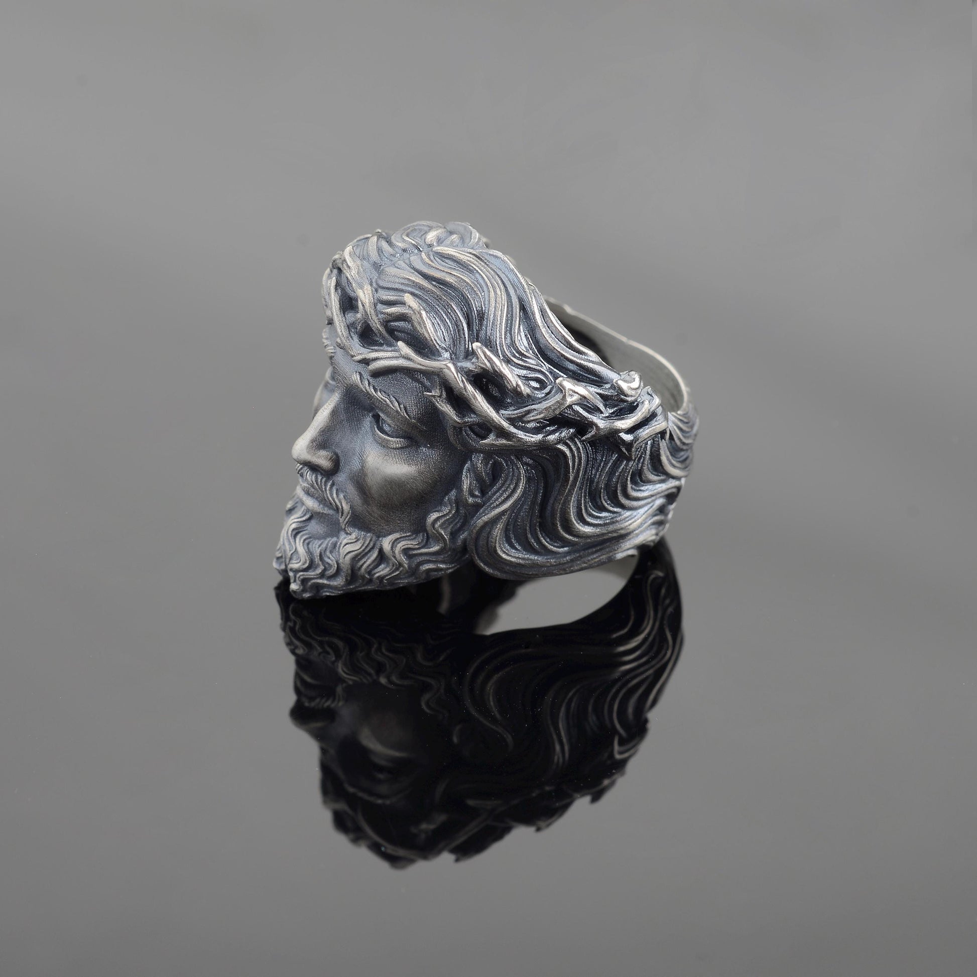 Sterling Silver Jesus Christ Crown of Thorns Ring, Christian Religious Gift