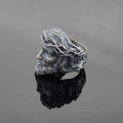Sterling Silver Jesus Christ Crown of Thorns Ring, Christian Religious Gift