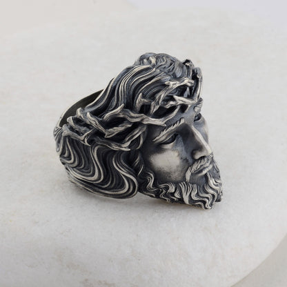 Sterling Silver Jesus Christ Crown of Thorns Ring, Christian Religious Gift