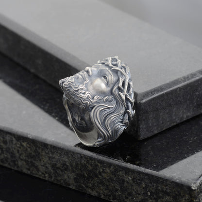 Sterling Silver Jesus Christ Crown of Thorns Ring, Christian Religious Gift
