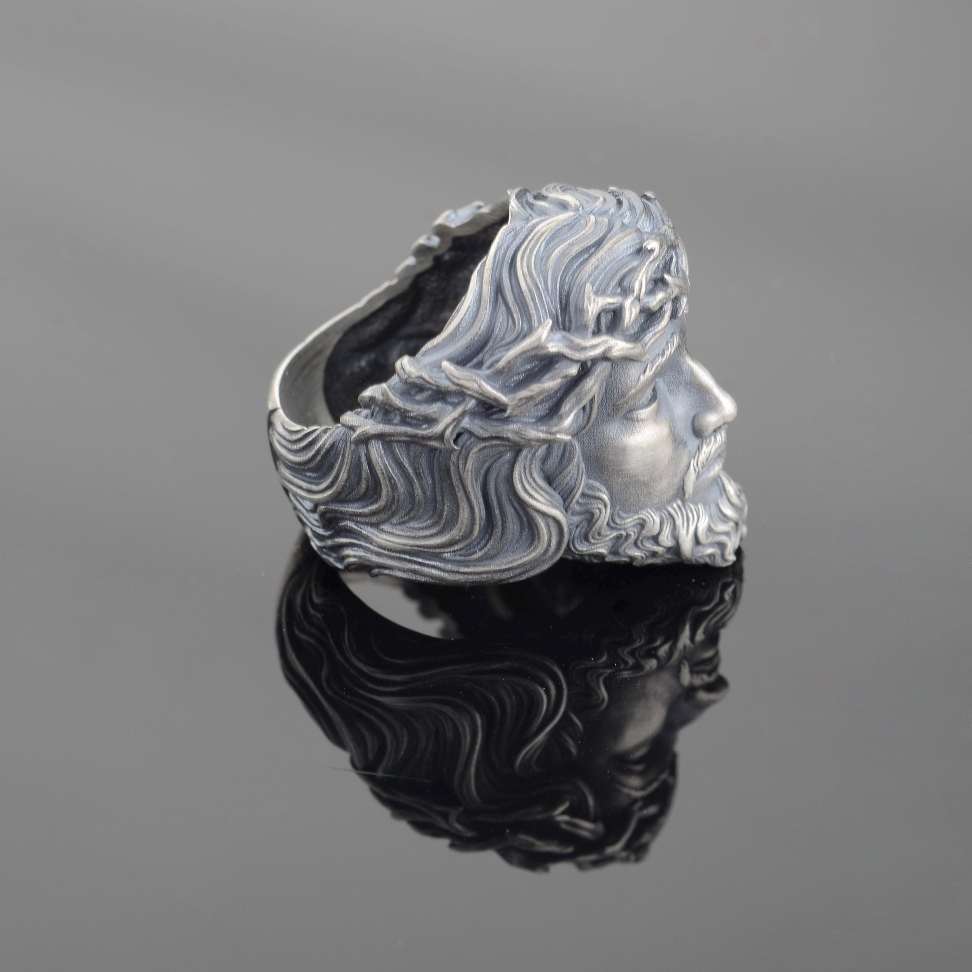 Sterling Silver Jesus Christ Crown of Thorns Ring, Christian Religious Gift