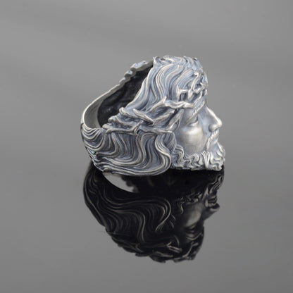 Sterling Silver Jesus Christ Crown of Thorns Ring, Christian Religious Gift