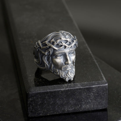 Sterling Silver Jesus Christ Crown of Thorns Ring, Christian Religious Gift