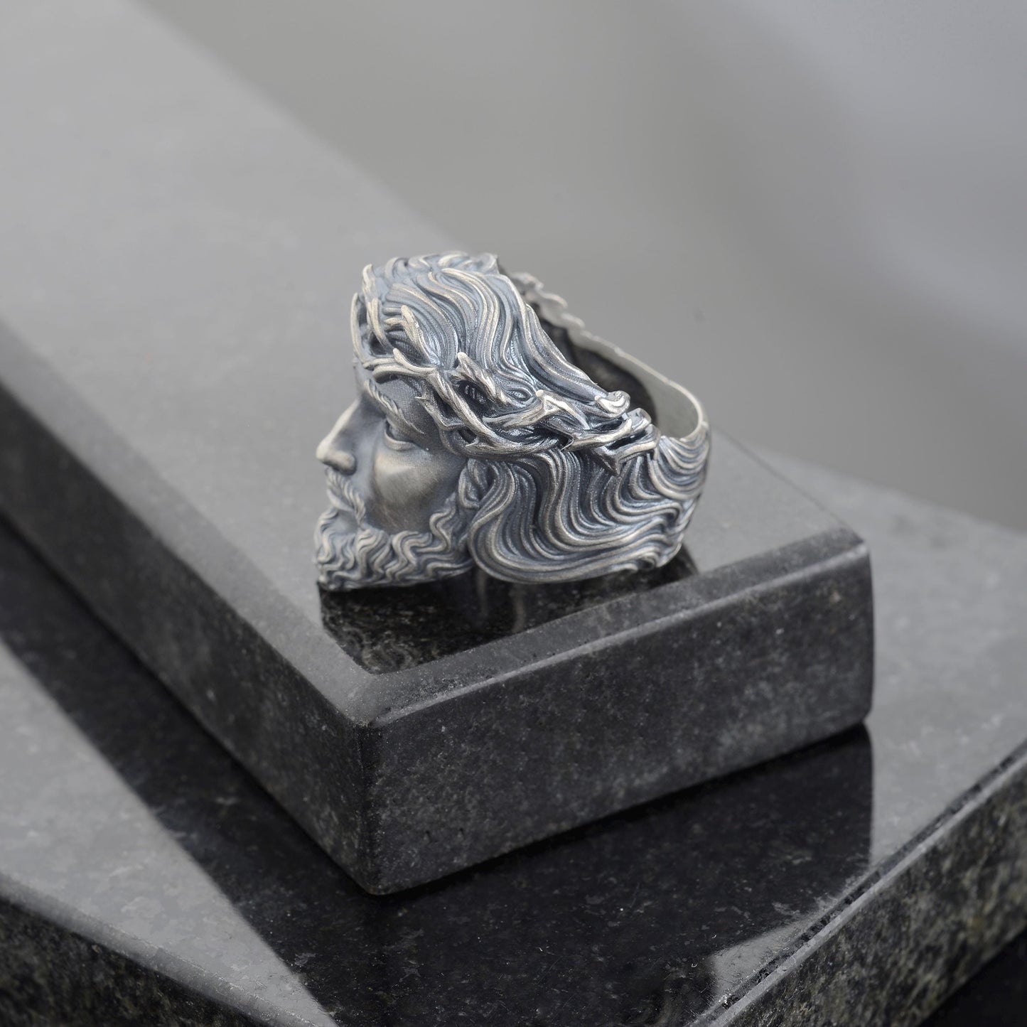 Sterling Silver Jesus Christ Crown of Thorns Ring, Christian Religious Gift