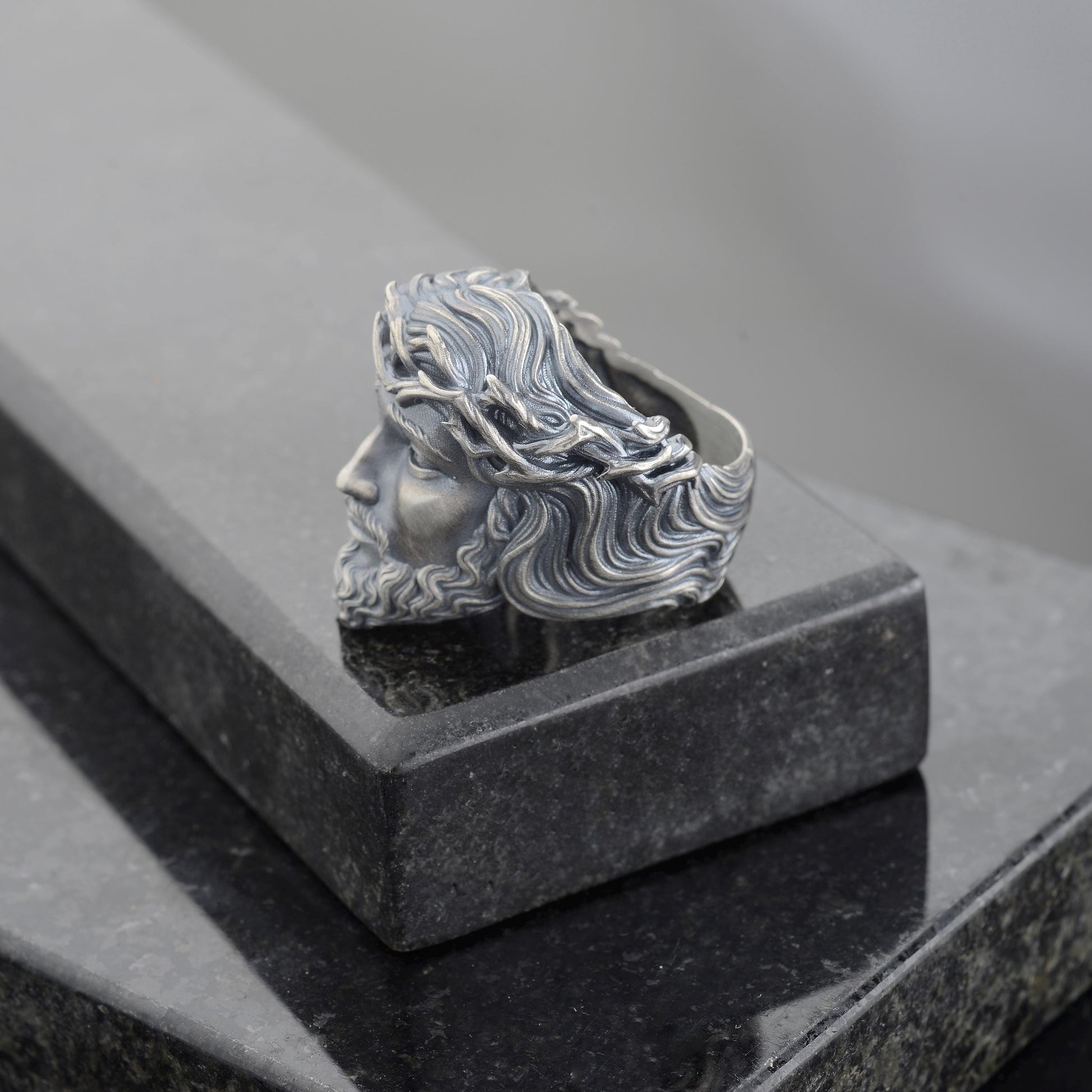 Sterling Silver Jesus Christ Crown of Thorns Ring, Christian Religious Gift