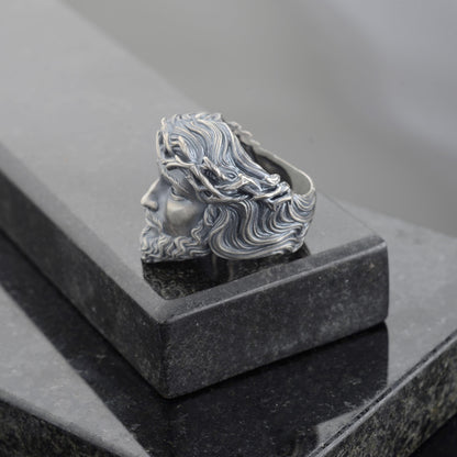 Sterling Silver Jesus Christ Crown of Thorns Ring, Christian Religious Gift