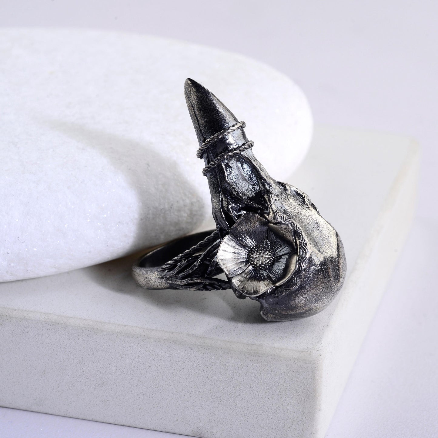 Sterling Silver Khonshu Ring: Handmade Egyptian God of the Moon Ring
