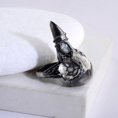 Sterling Silver Khonshu Ring: Handmade Egyptian God of the Moon Ring