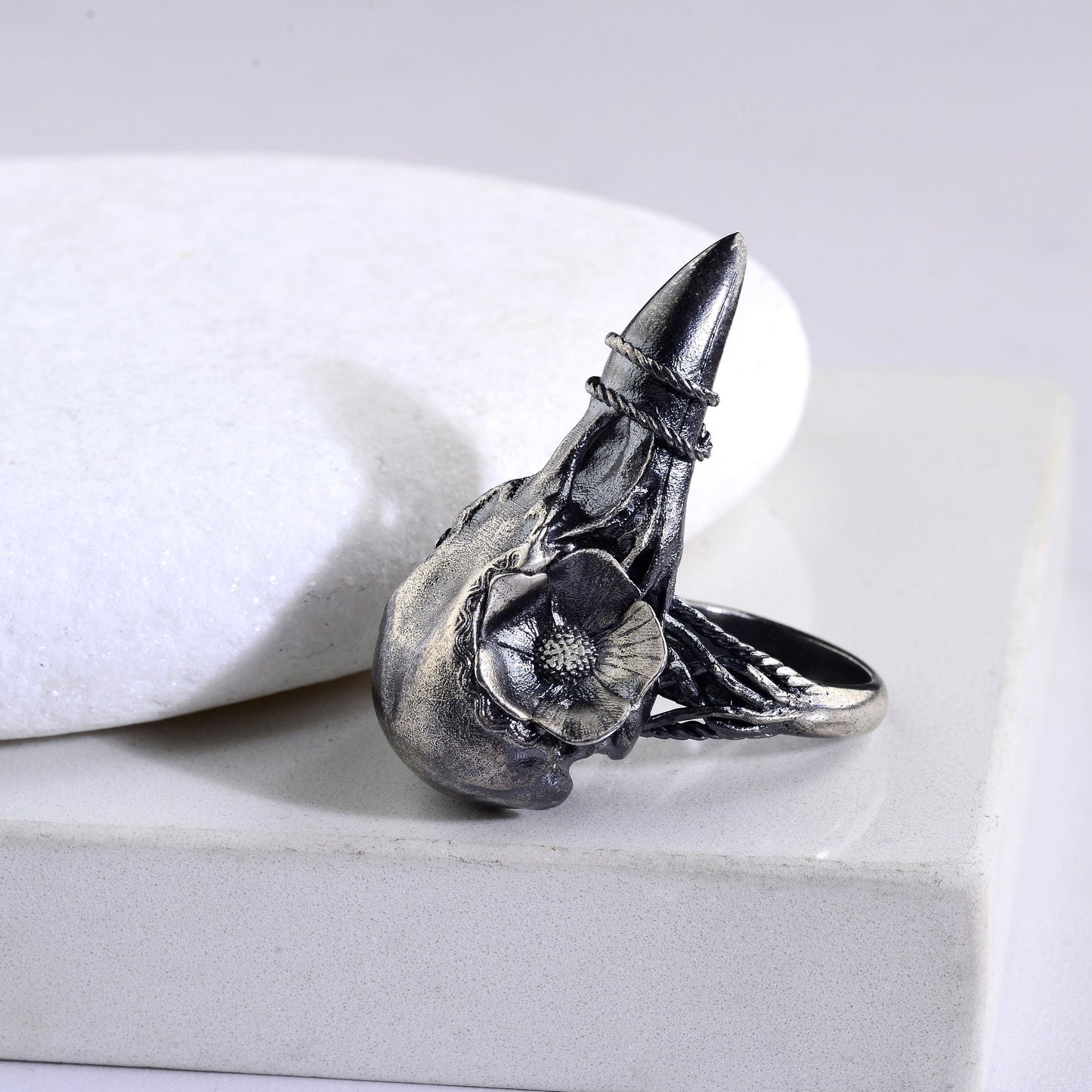 Sterling Silver Khonshu Ring: Handmade Egyptian God of the Moon Ring