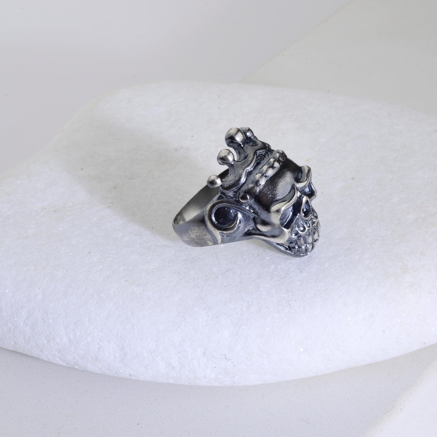 Sterling Silver King Skull Ring: Handmade Biker Jewelry
