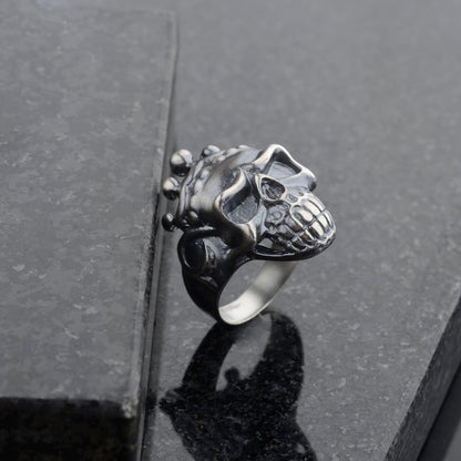 Sterling Silver King Skull Ring: Handmade Biker Jewelry