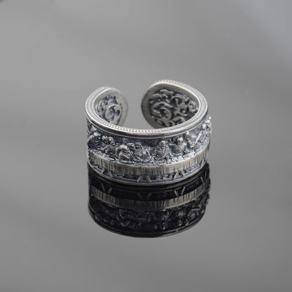Sterling Silver Last Supper Ring: Engraved Da Vinci Renaissance Jewelry