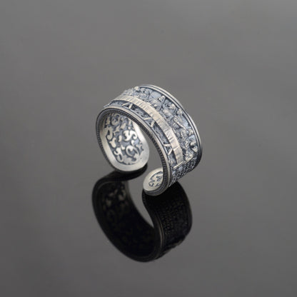 Sterling Silver Last Supper Ring: Engraved Da Vinci Renaissance Jewelry