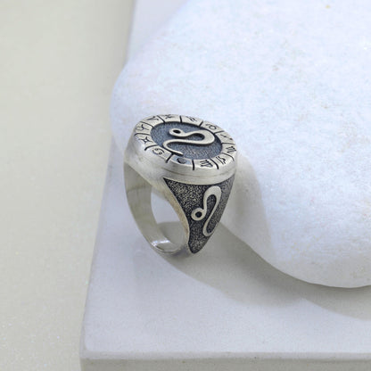 Sterling Silver Leo Zodiac Ring: Birthstone Ring
