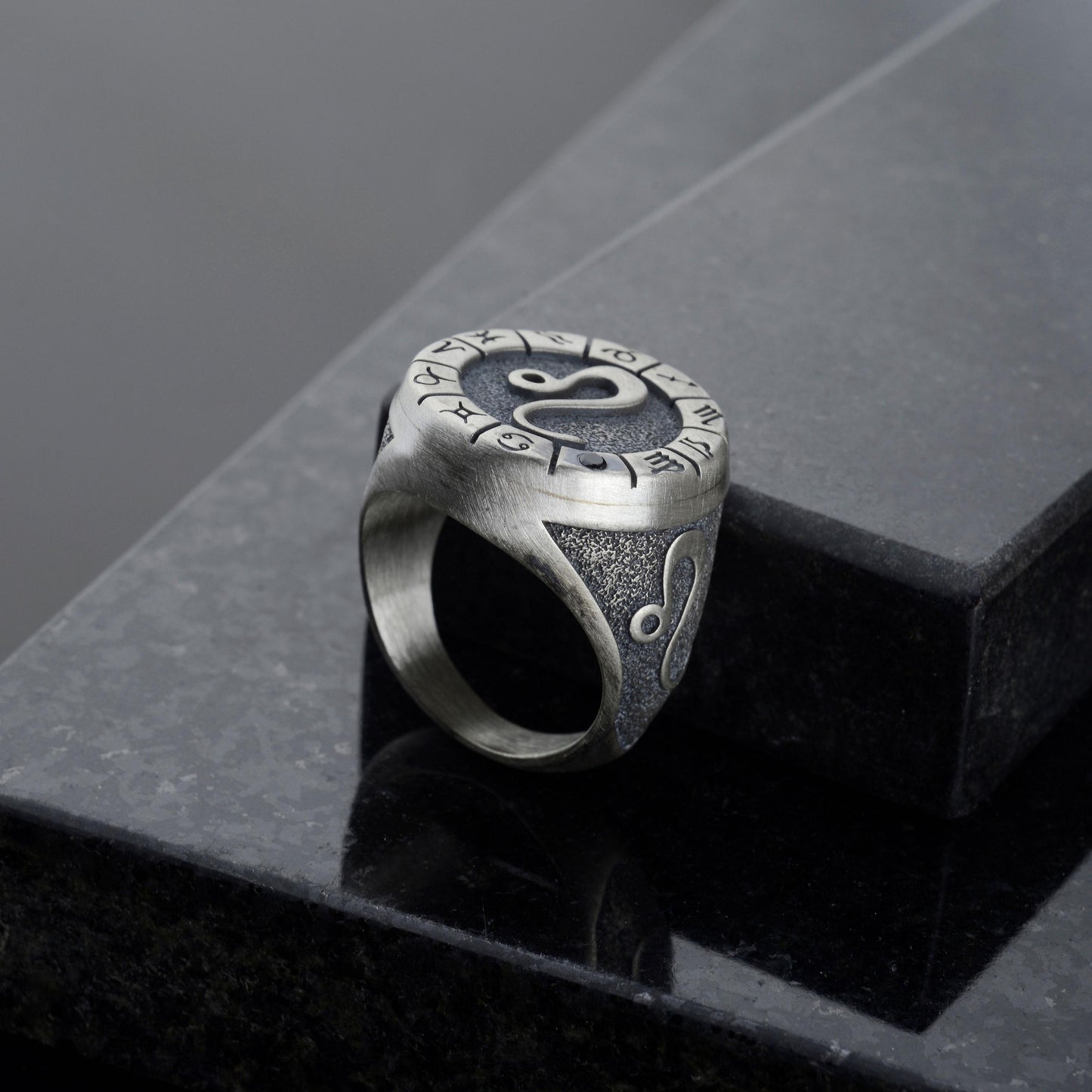 Sterling Silver Leo Zodiac Ring: Birthstone Ring