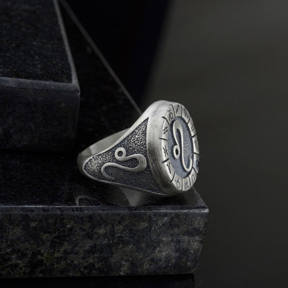 Sterling Silver Leo Zodiac Ring: Birthstone Ring