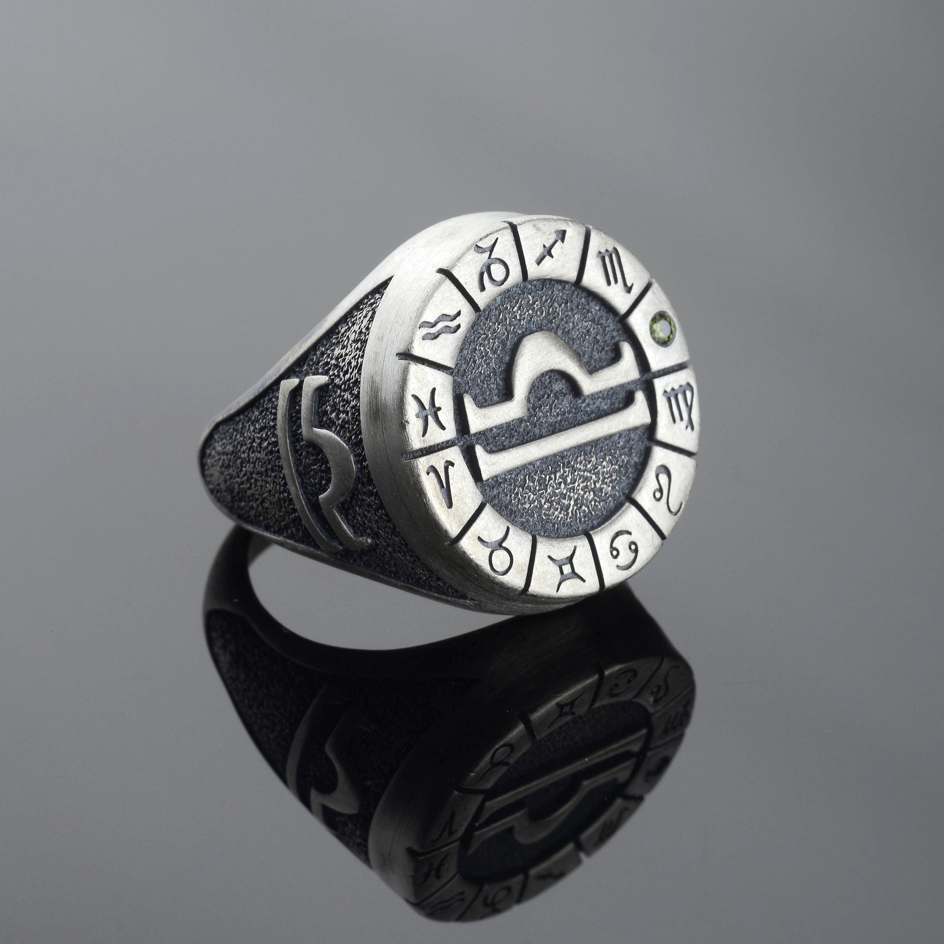 Sterling Silver Libra Zodiac Ring: Horoscope Astrology Jewelry