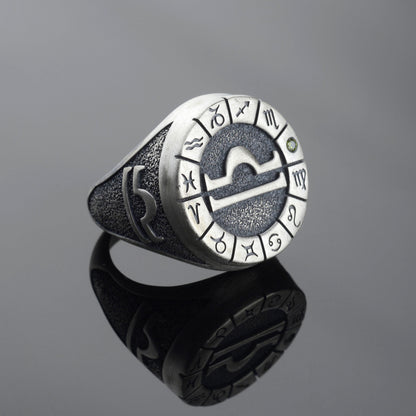 Sterling Silver Libra Zodiac Ring: Horoscope Astrology Jewelry