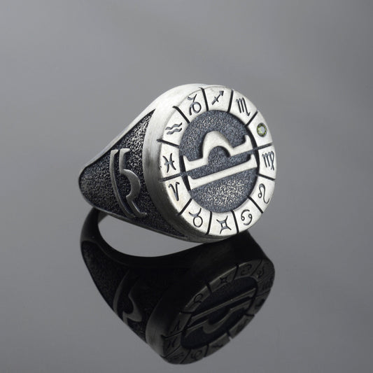 Sterling Silver Libra Zodiac Ring: Horoscope Astrology Jewelry