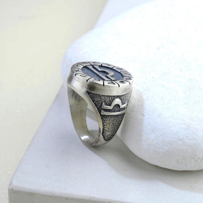 Sterling Silver Libra Zodiac Ring: Horoscope Astrology Jewelry
