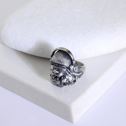 Sterling Silver Lion Head Ring: Handmade Hipster Animal Ring