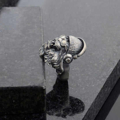 Sterling Silver Lion Head Ring: Handmade Hipster Animal Ring