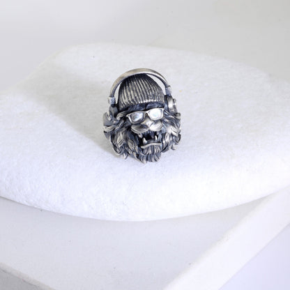 Sterling Silver Lion Head Ring: Handmade Hipster Animal Ring