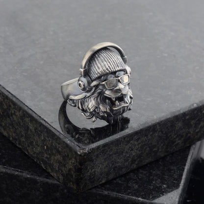 Sterling Silver Lion Head Ring: Handmade Hipster Animal Ring
