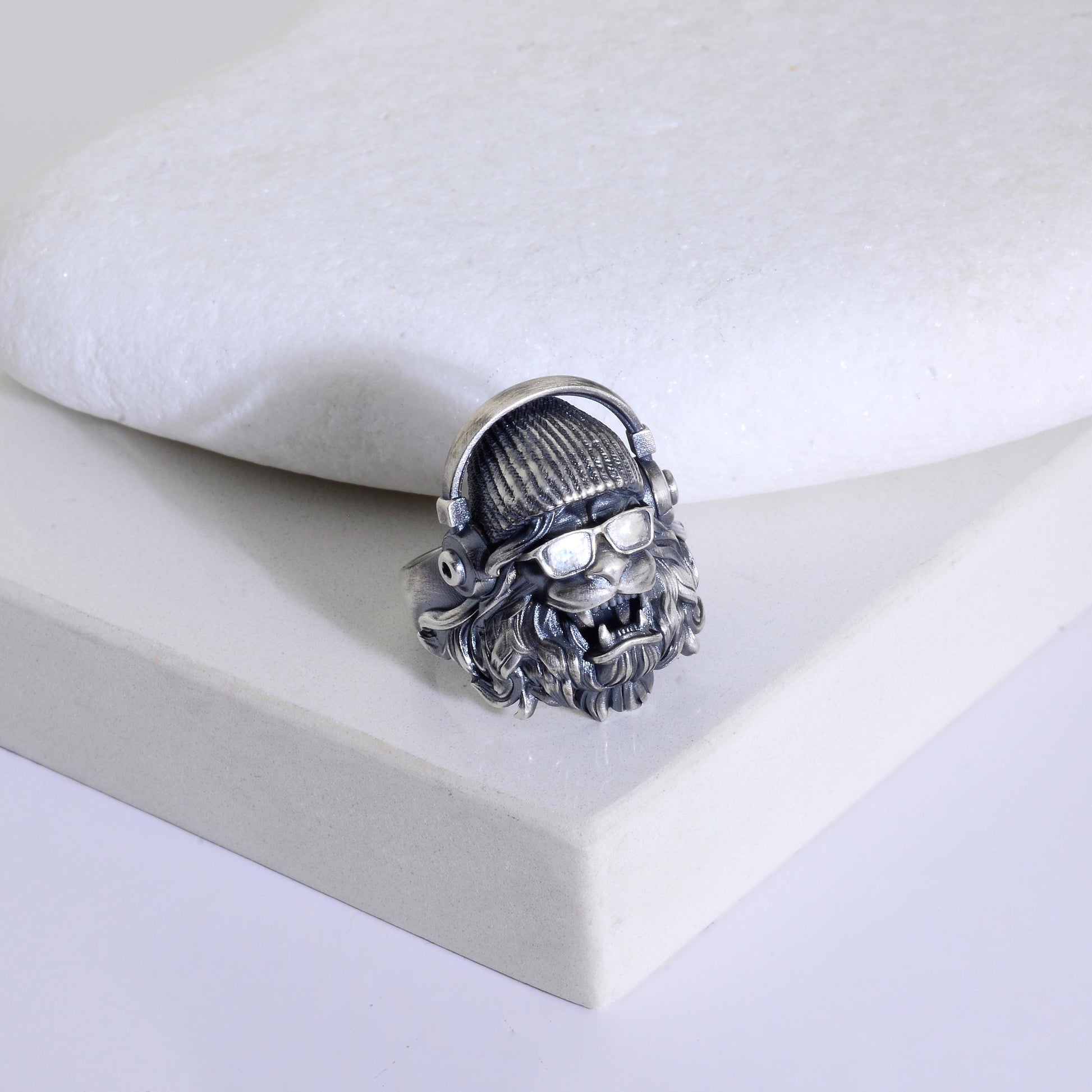 Sterling Silver Lion Head Ring: Handmade Hipster Animal Ring