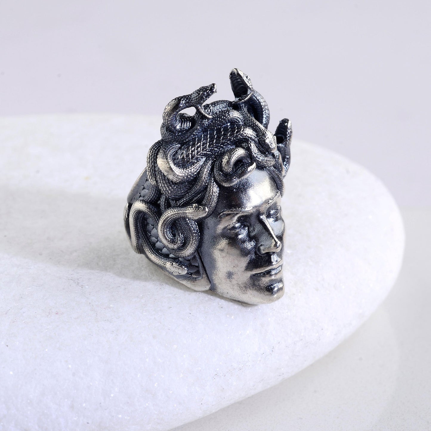 925 Sterling Silver Medusa Ring, Greek Mythology Signet