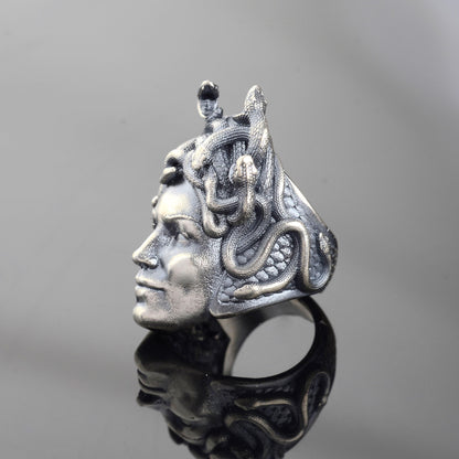925 Sterling Silver Medusa Ring, Greek Mythology Signet