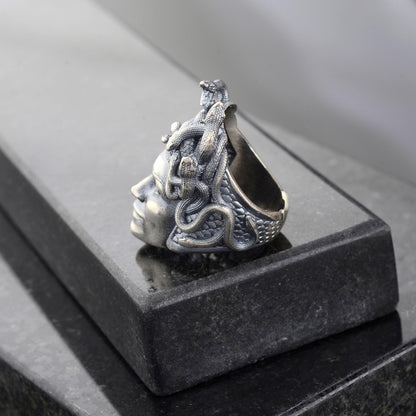925 Sterling Silver Medusa Ring, Greek Mythology Signet
